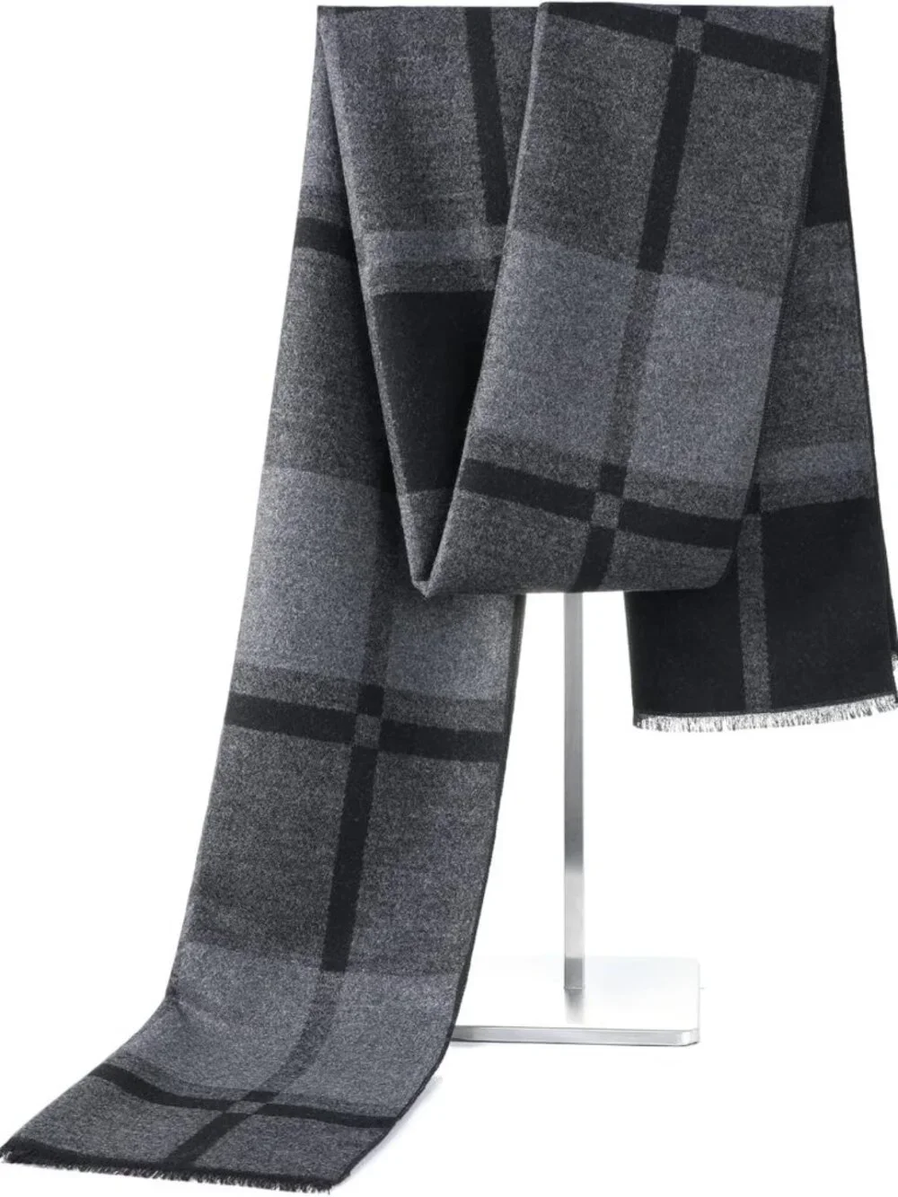 Cozy Plaid Tassel Scarf for Men | Warm Long Soft Winter Accessory